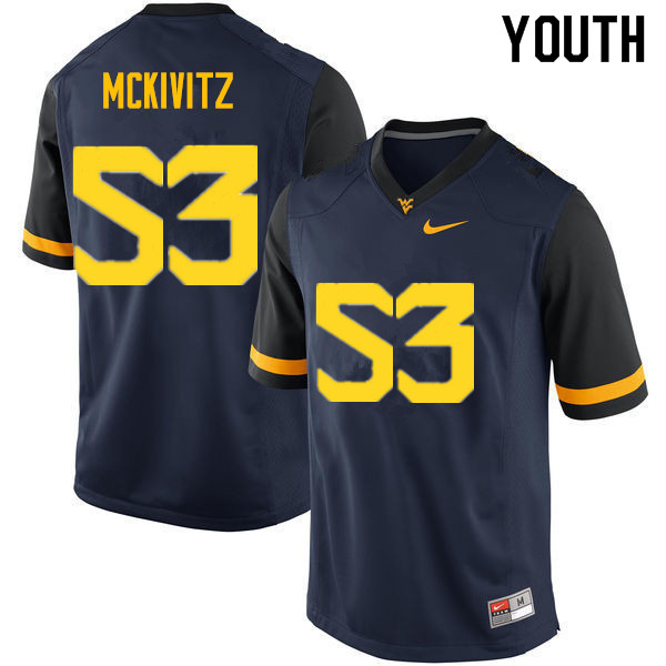 Youth #53 Colten McKivitz West Virginia Mountaineers College Football Jerseys Sale-Navy - Click Image to Close